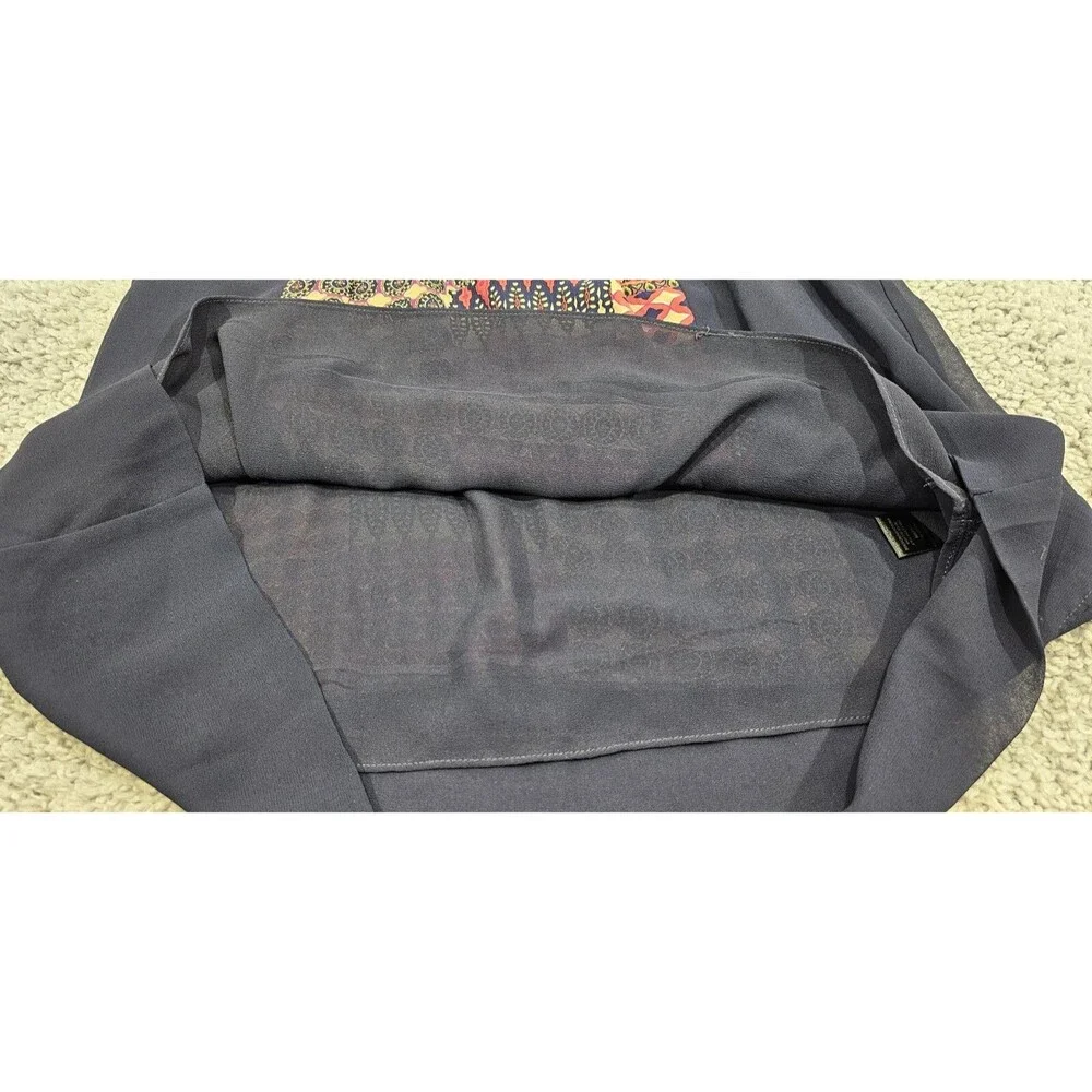 Maeve Anthropologie Patchwork Dress Blouson Lace-Up Chiffon Boho Peasant Women M - Picture 9 of 15